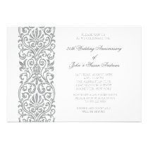 Silver Border 25th Wedding Anniversary Party invitations
