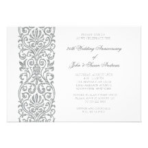 Silver Border 25th Wedding Anniversary Party Personalized Invitation