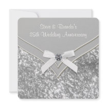 Silver Bow 25th Wedding Anniversary Party Custom Announcement