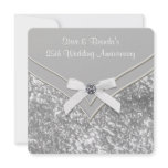 Silver Bow 25th Wedding Anniversary Party Custom Announcement