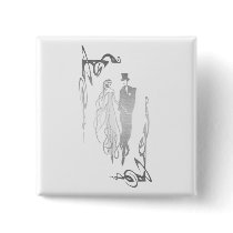 Silver Bride and Groom Art Buttons