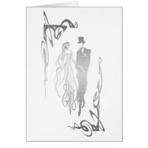 Silver Bride and Groom Art Card