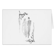 Silver Bride and Groom Art Greeting Card