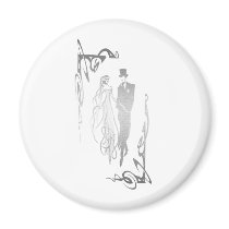 Silver Bride and Groom Art Magnet