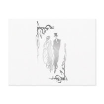 Silver Bride and Groom Art Postcard
