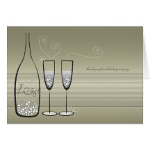 Silver Bubbles Celebration Thank You Note Card