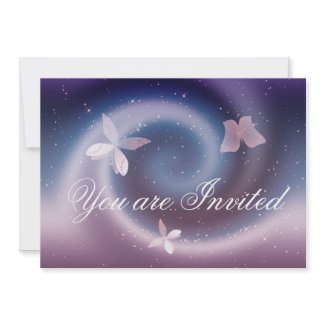 Silver Butterflies Invitation Card invitation