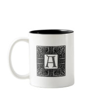 Silver Celtic "A" Monogram mugs by CelticDreams Silver Celtic "A" Monogram mugs