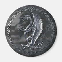 Silver Celtic Dragon Magnet