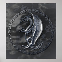 Silver Celtic Dragon Print