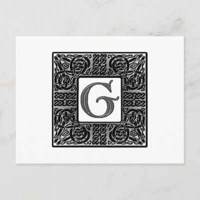 Silver Celtic 'G' Monogram Postcard
