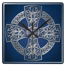 Silver Celtic Knotwork Irish Square Clock