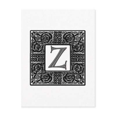 Silver Celtic "Z" Monogram Postcard by CelticDreams