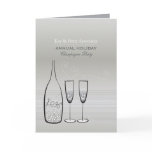Silver Champagne Cheers New Year Holiday Party cards