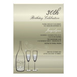 Silver Champagne Milestone Birthday Party Invite invitations