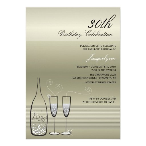 Silver Champagne Milestone Birthday Party Invite