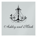 Silver Chandelier Bird Wedding Invitations