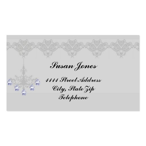 Silver Chandelier Diamond Accent Business Cards (front side)