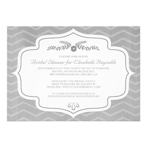 Silver Chevron Bridal Shower Invitations