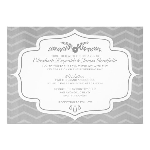 Silver Chevron Wedding Invitations