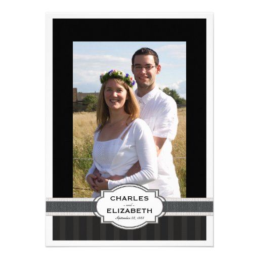 Silver Chic Photo 25th Wedding Anniversary Party Personalized Announcements (front side)
