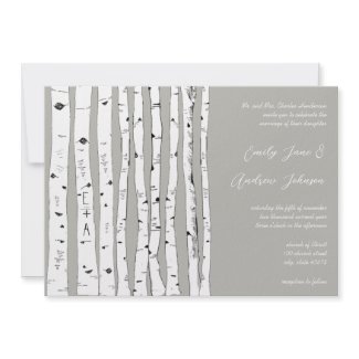 Silver Cloud Birch Tree Wedding Invitations invitation