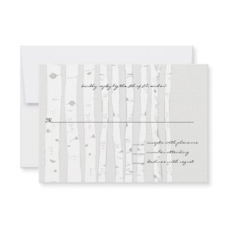 Silver Cloud Birch Tree Wedding Response Card invitation