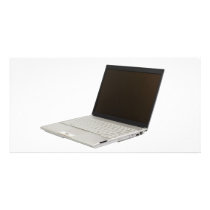 Silver colored laptop photo cards