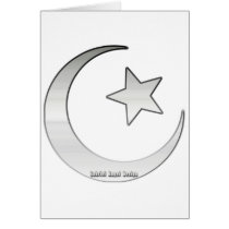 Silver Colored Star and Crescent Symbol Card