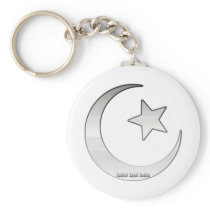Silver Colored Star and Crescent Symbol Key Chains