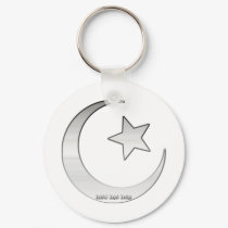 Silver Colored Star and Crescent Symbol keychains