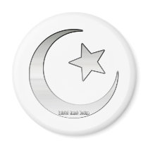 Silver Colored Star and Crescent Symbol Magnet