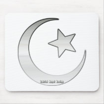 Silver Colored Star and Crescent Symbol Mouse Pads