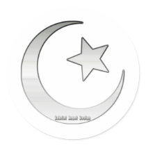 Silver Colored Star and Crescent Symbol stickers