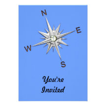 Silver Compass Points Navigation Custom Invitation
