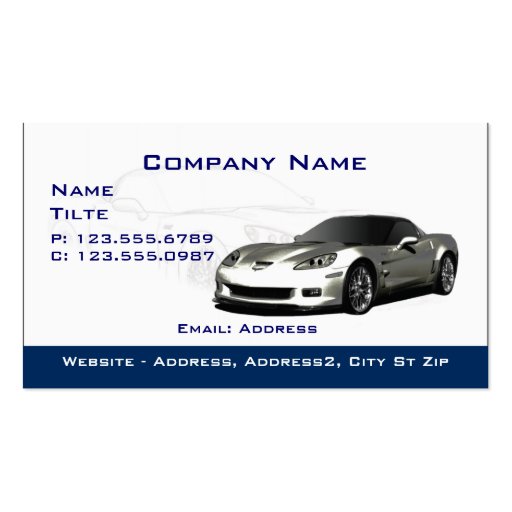 Silver Corvette Business cards (front side)