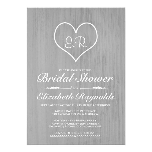 Silver Country Bridal Shower Invitations