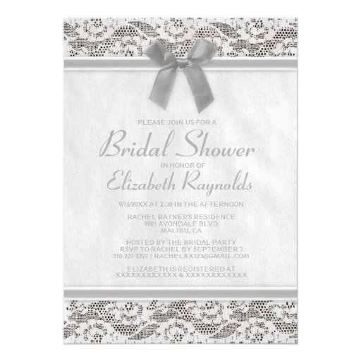 Silver Country Lace Bridal Shower Invitations