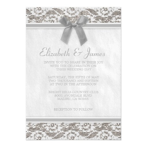 Silver Country Lace Wedding Invitations