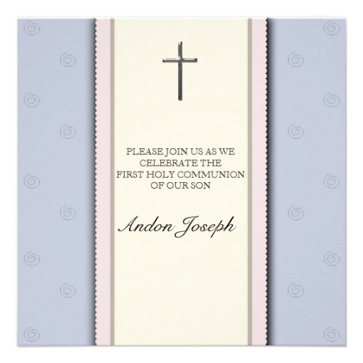 Silver Cross First Holy Communion  Invitation (front side)
