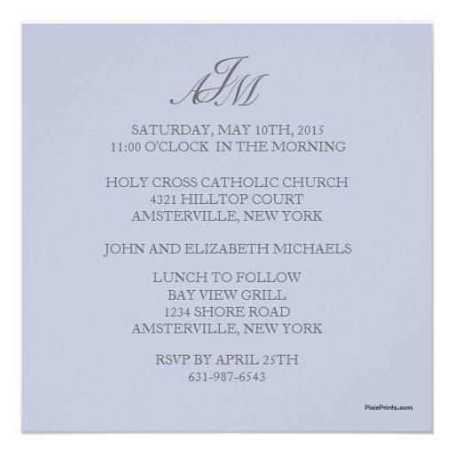 Silver Cross First Holy Communion  Invitation