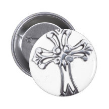 silver cross pinback button