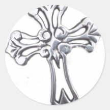 silver cross round stickers