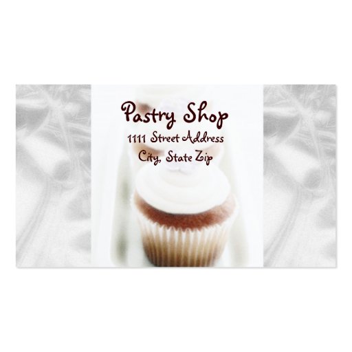 Silver Cupcake Swirl Business Cards (front side)