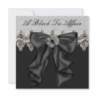 Silver Damask Black Tie Formal Corporate Party invitation