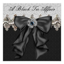 Silver Damask Black Tie Formal Corporate Party Invite