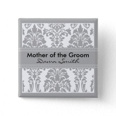 Silver Damask Bridal Party - Mother of the Groom Pin