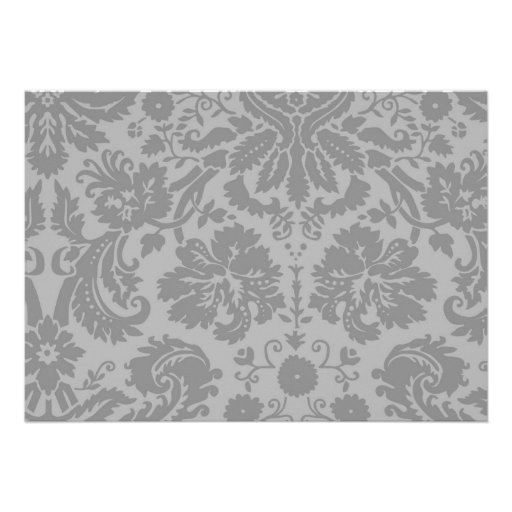 Silver Damask Bridal Shower Invitations