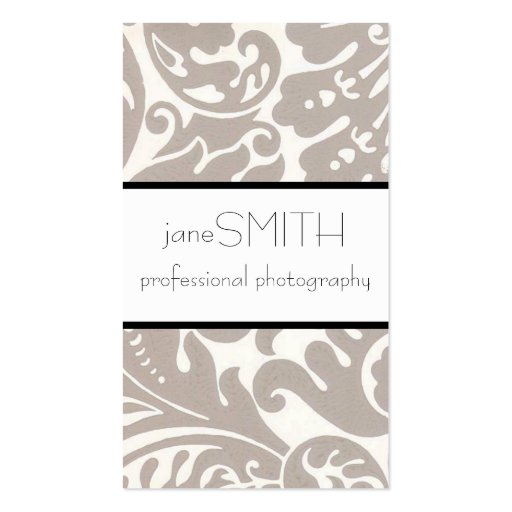 Silver Damask Business Card (front side)