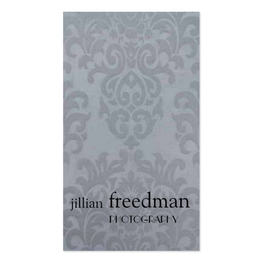 Silver Damask Business Card Template (front side)